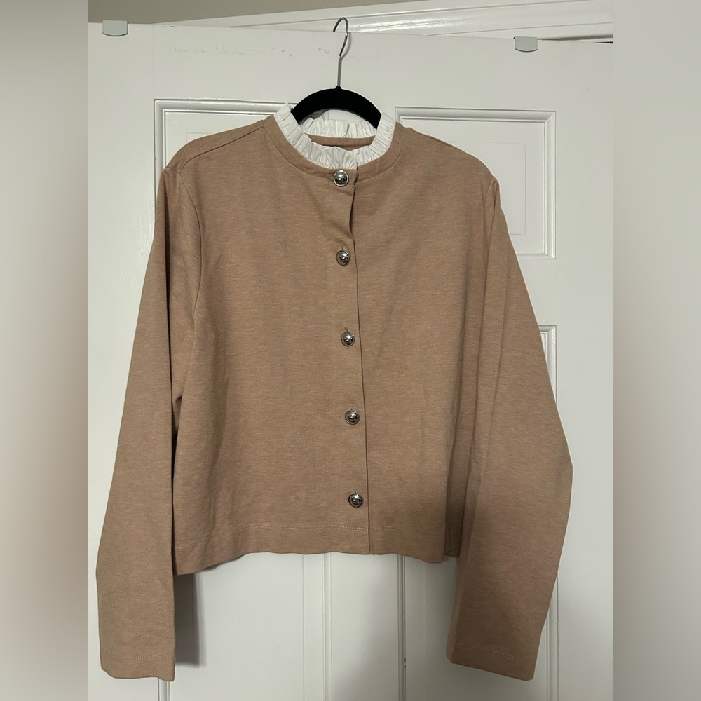 Ann Taylor Beige Cardigan with Silver Button